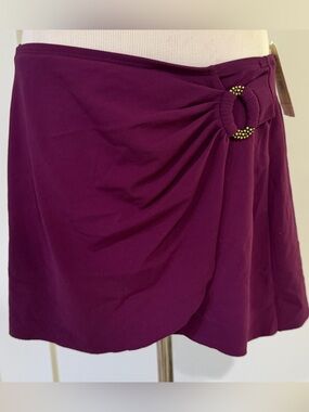 NWT Robin Piccone Plum Swim Skirt with Gold Ring Detail M
